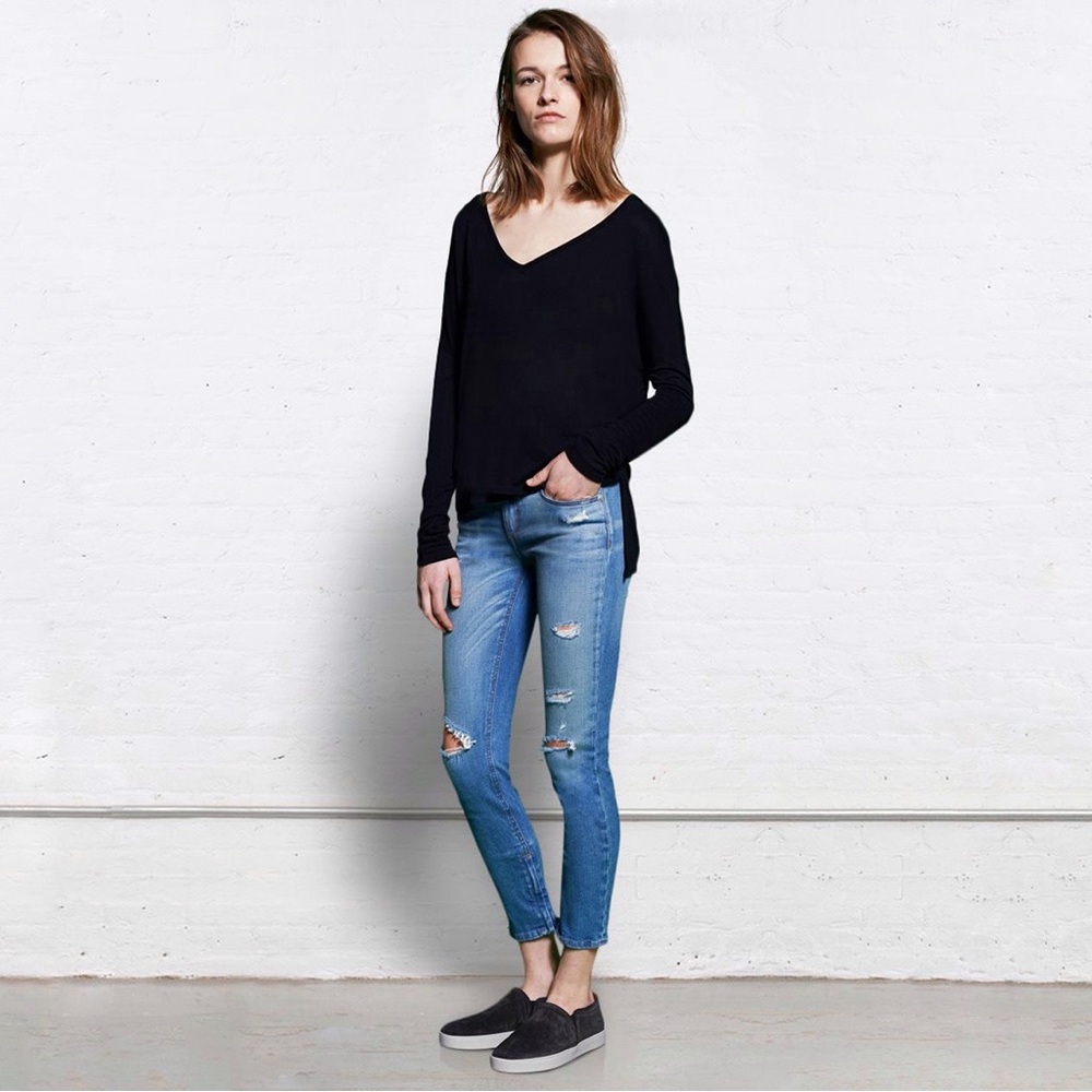 Rag‎ & Bone | Zipper Capri in Shredded Wash Size 25